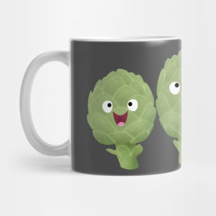 Cute singing artichokes cartoon illustration Mug